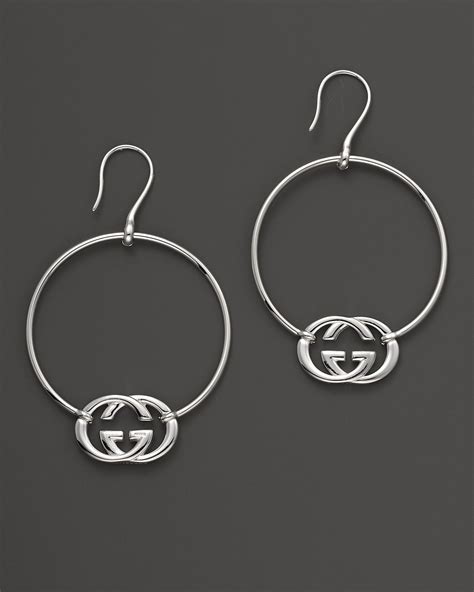 gucci white gold hoop earrings|Gucci sterling silver hoop earrings.